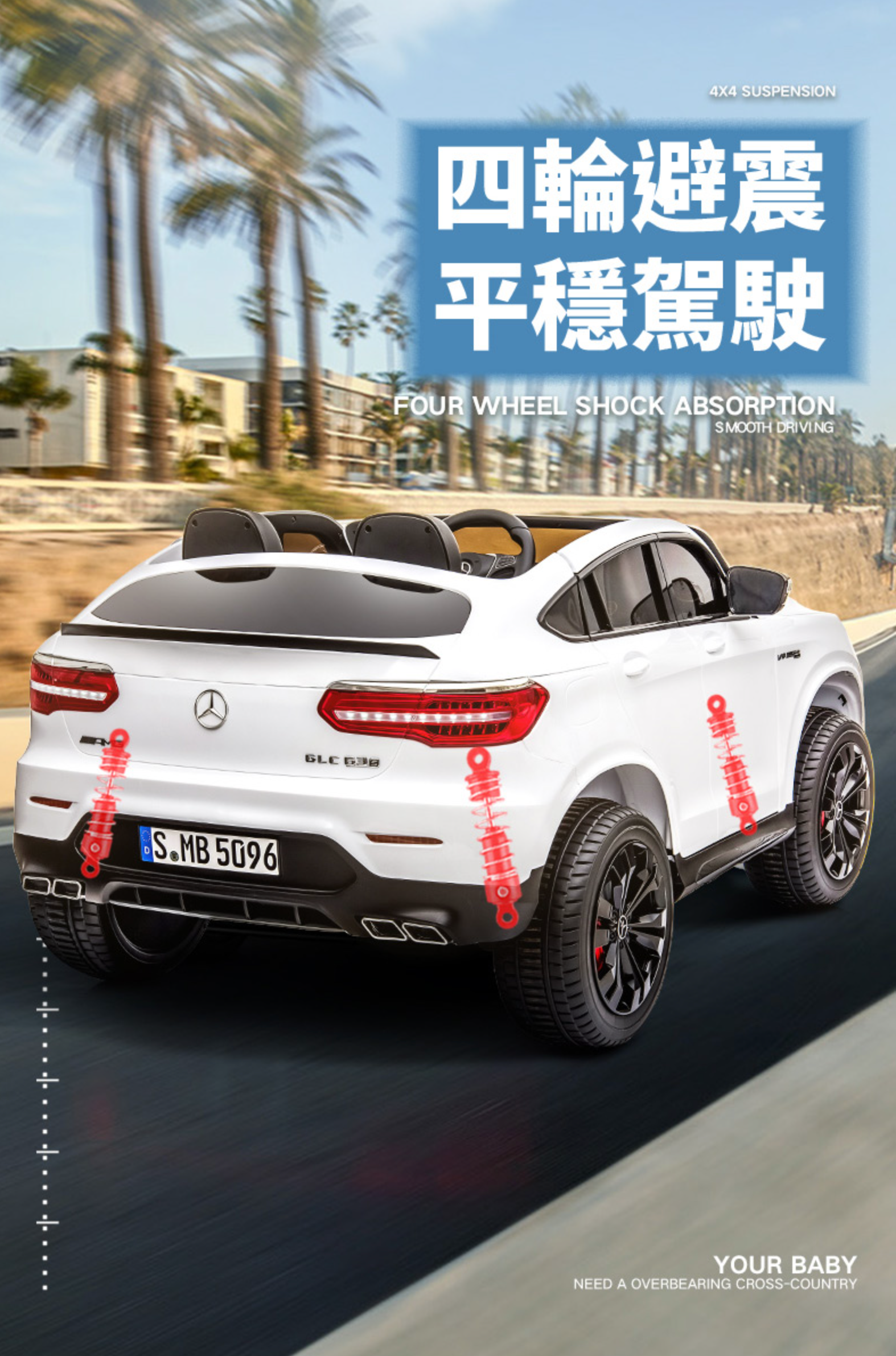 聰明媽咪兒童超跑 - 賓士 GLC63 雙人座 原廠授權 四驅兒童電動車-烤漆紅