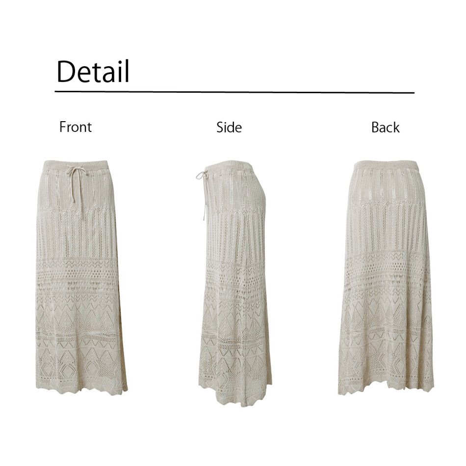 日本 Rejoule - 優雅鉤針雕花長裙-石墨黑