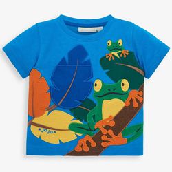 英國 JoJo Maman BeBe - 超優質嬰幼兒/兒童100％純棉短袖上衣/T-shirt/動物T-淘氣樹蛙