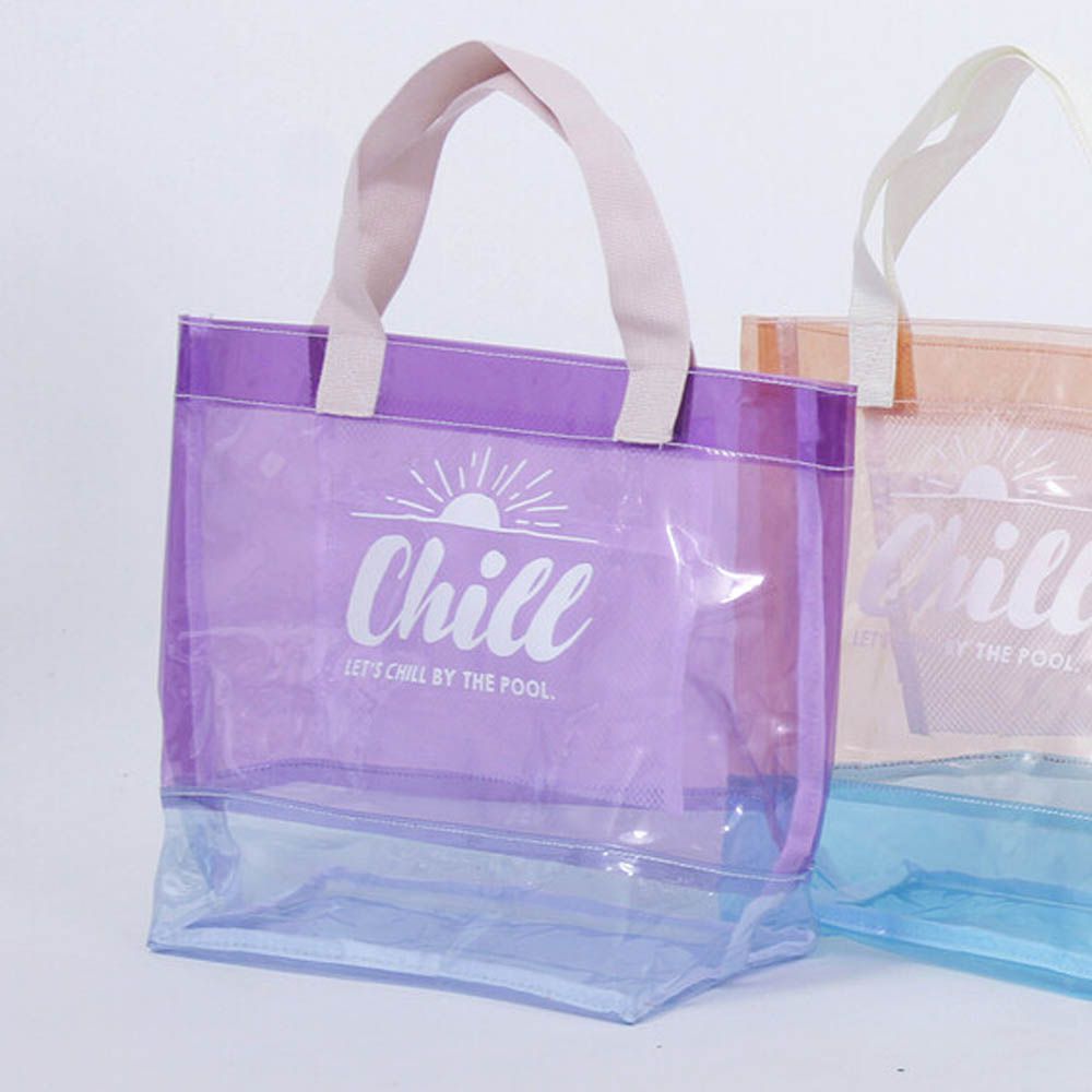 撞色果凍系PVC玩水托特包-薰衣草 (26x30x15cm)