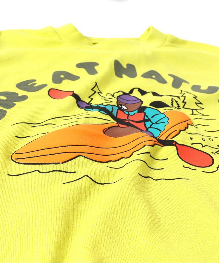 日本 BREEZE - [吸汗速乾]露營風長袖上衣-小熊登山-草綠