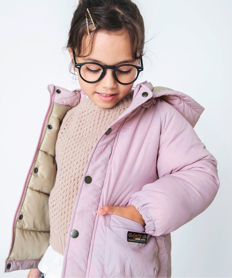 日本 BREEZE - 鋪棉保暖連帽外套-異色拼接-綠x藍