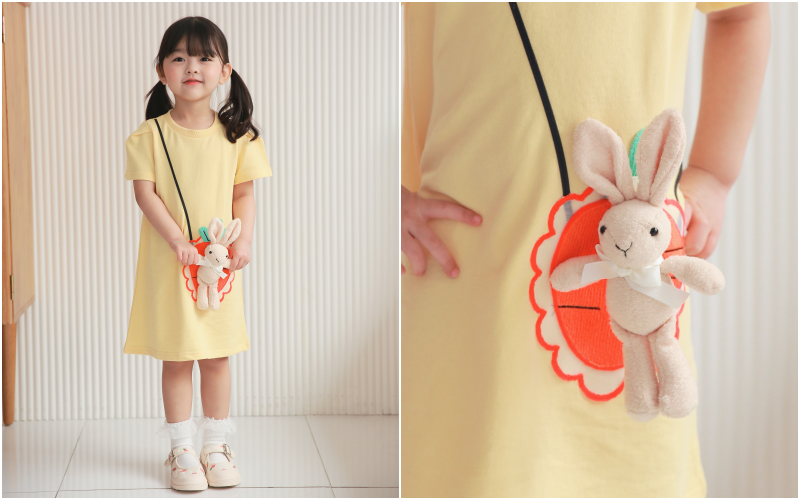 韓國 Coco rabbit - 兔子娃娃假包包洋裝-黃