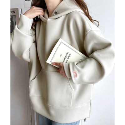 日本 Classical Elf - Java 舒適空氣棉長袖帽T-淺杏棕