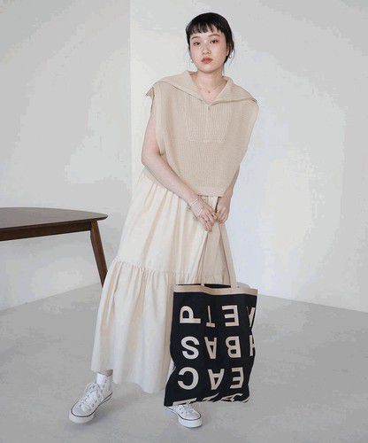 日本 Bou Jeloud - 拉鍊翻領針織背心-黑