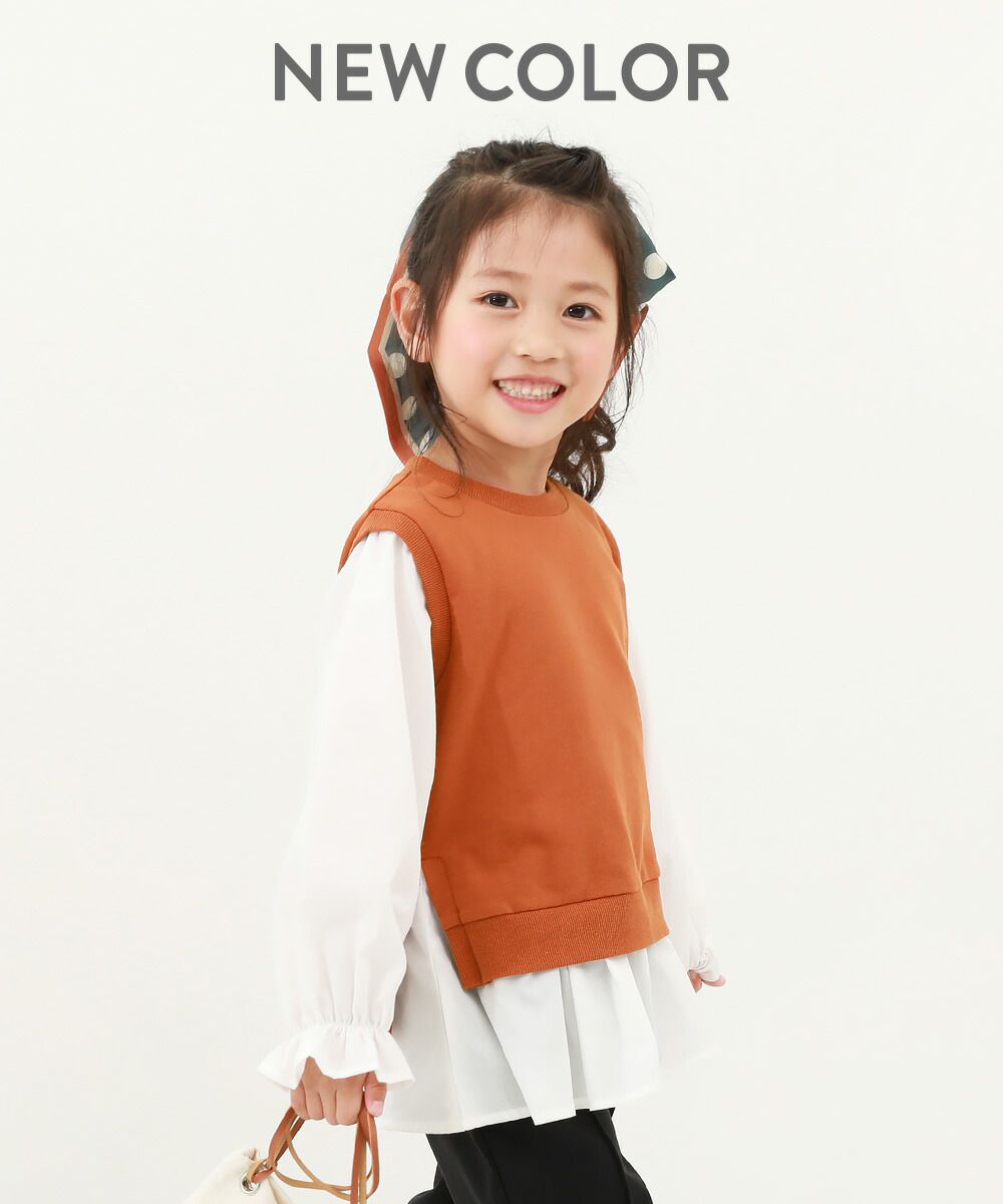 日本 devirock - 俏麗少女傘狀假二件長袖上衣-紫羅蘭