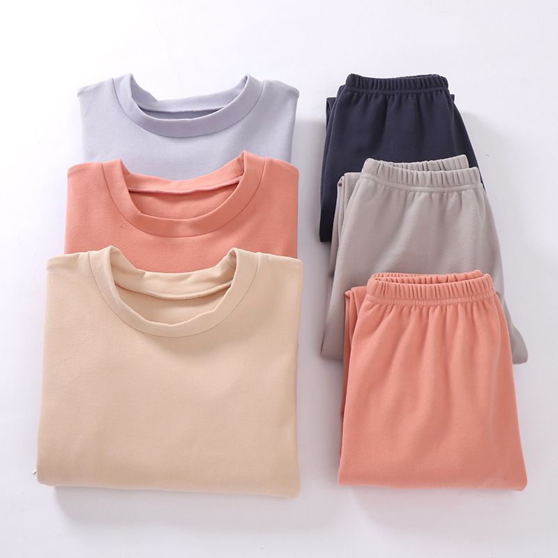 MAMDADKIDS - 加厚保暖長袖家居服套裝-杏+灰