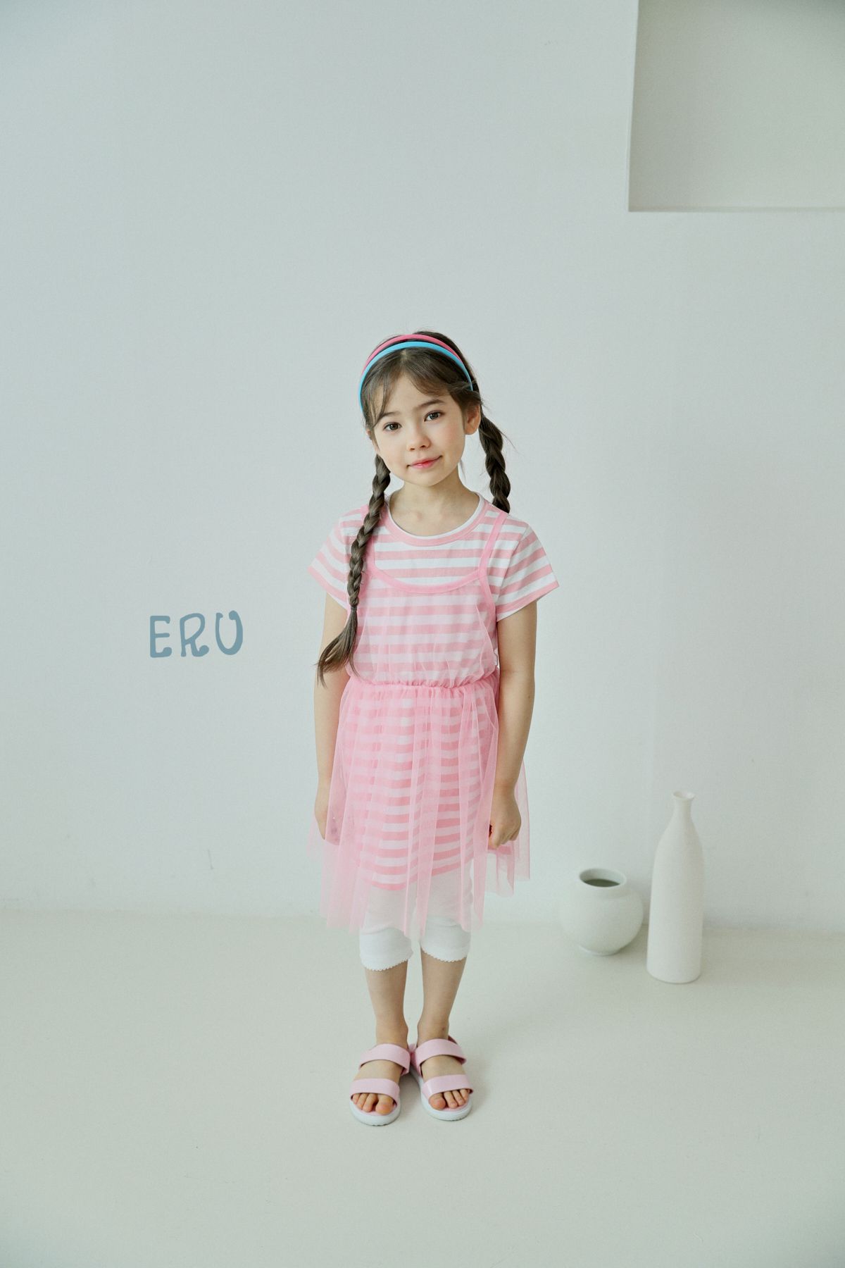 韓國 ERU - 針織七分內搭褲-象牙白