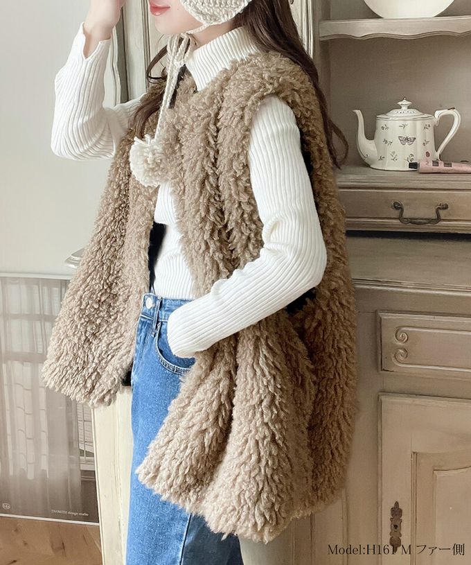 日本 Classical Elf - 雙面穿時尚泰迪熊毛絨背心-黑