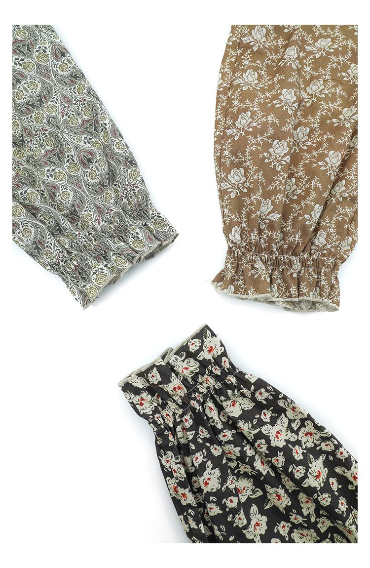 荷葉邊束口防蚊褲-滿版花花-黃色