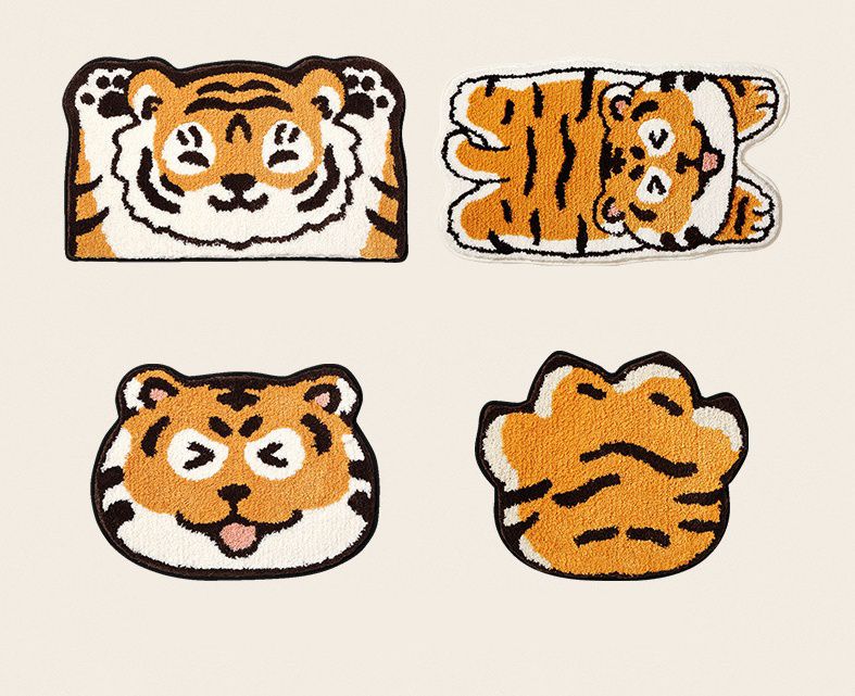 快速吸水植絨浴室腳踏墊-大頭小老虎