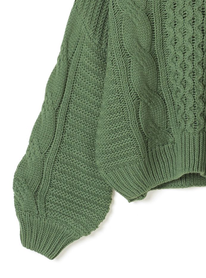 日本 GRL - 小高領麻花針織毛衣-杏