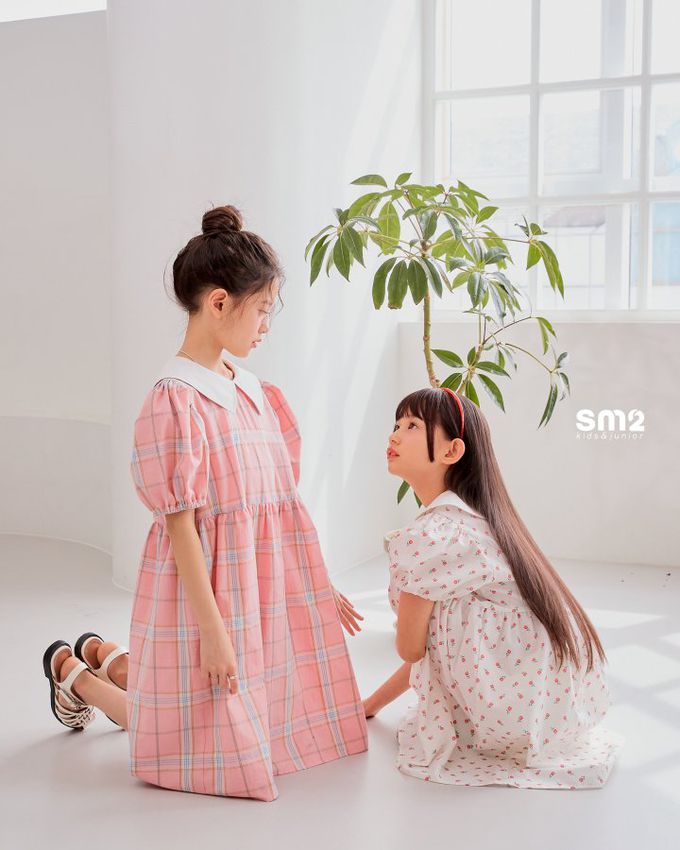 韓國 sm2 - Lovely印花泡泡袖洋裝-滿版玫瑰-象牙白