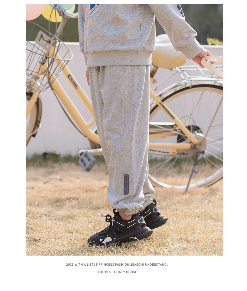 運動縮口長褲-灰色