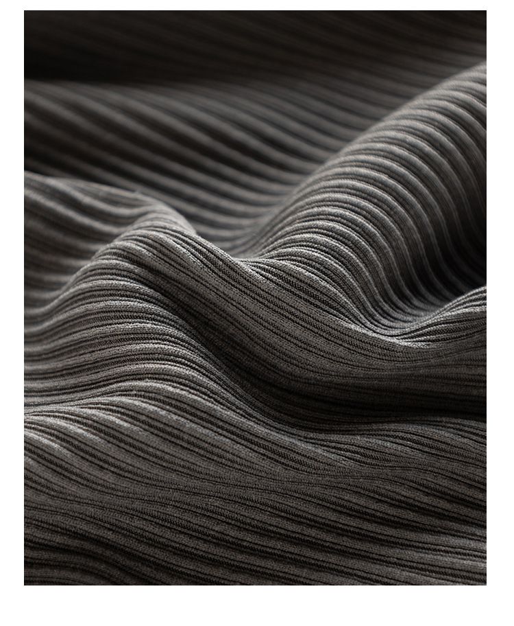 高腰垂墜落地寬褲/皺皺褲-黑色