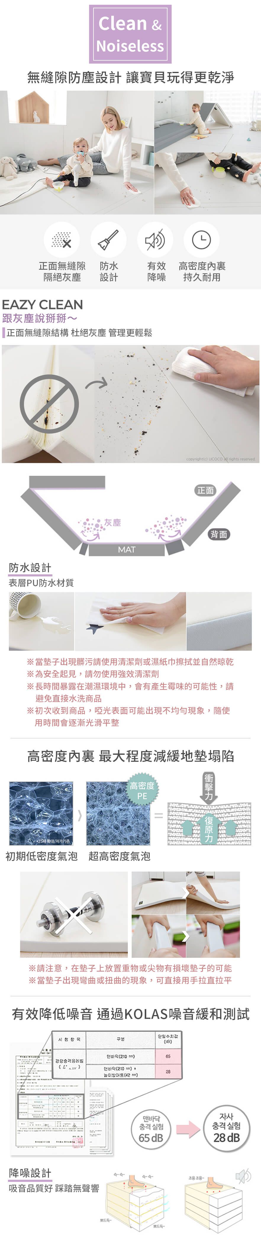 韓國 GGUMBI/DreamB - GGUMBI/LICOCO 蛋捲折疊式無縫地墊-252x140cm(灰)