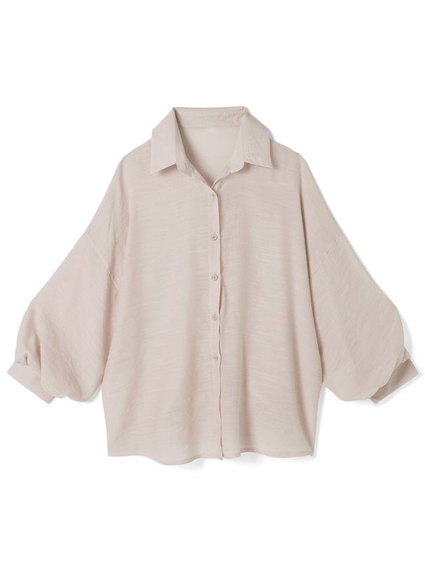 日本 GRL - 嫘縈舒適微透感泡泡長袖襯衫-淺杏 (F)