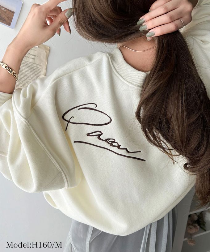 日本 Classical Elf - 背後率性logo刺繡裏起毛落肩上衣-金色字-海軍藍