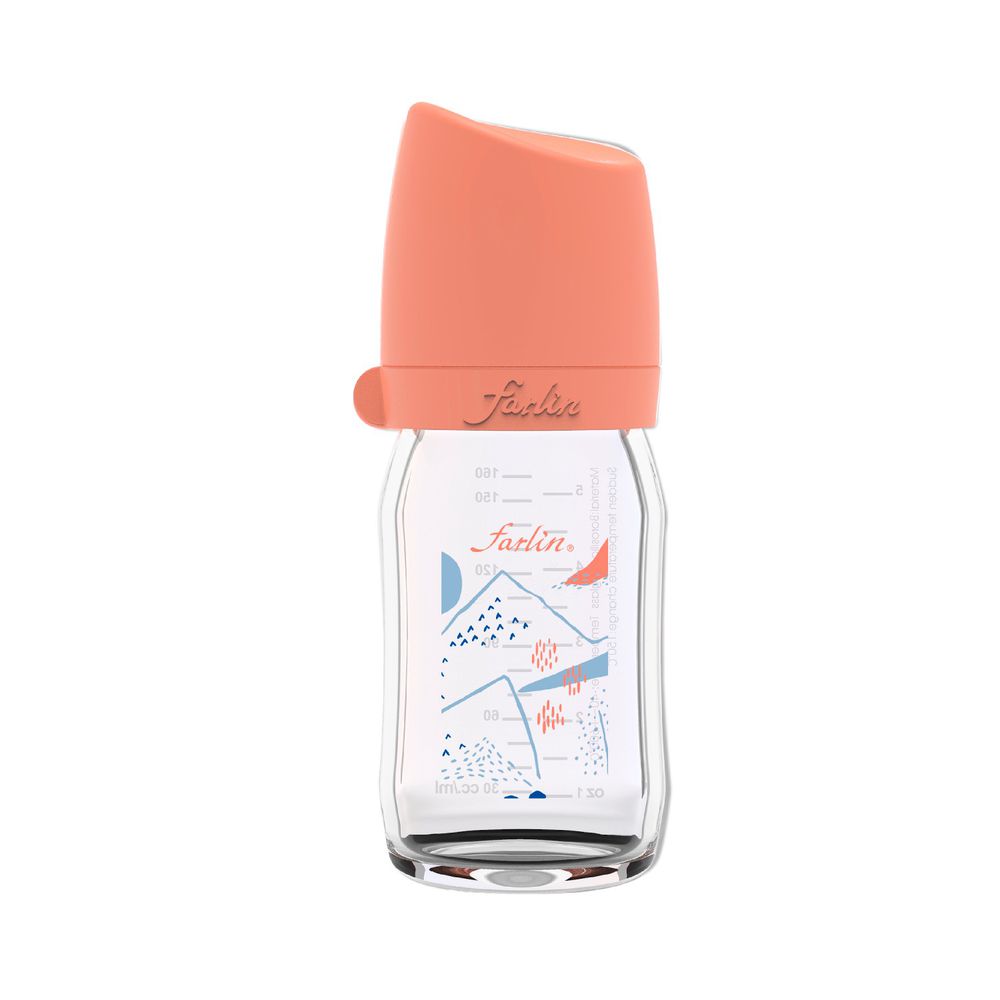 FARLIN - 城市心旅行寬口玻璃奶瓶-愛的祝福-橘-160ml