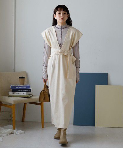 日本 Bou Jeloud - 木耳滾邊長袖上衣-淺灰