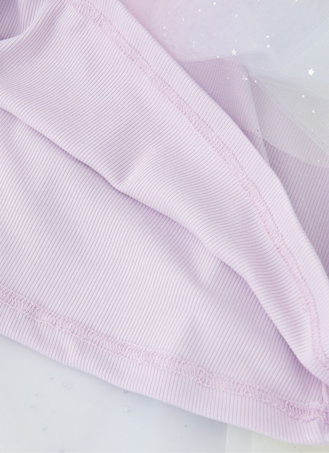 韓國 OZKIZ - 心型亮片夢幻網紗拼接洋裝-薰衣草紫