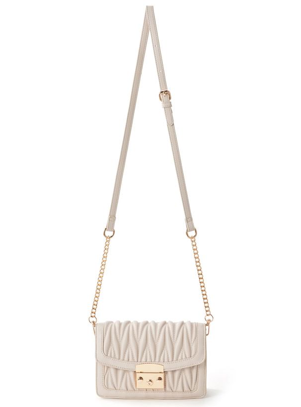 日本 GRL - 立體抓皺金屬小方包/側背包-凱莉綠 (F)