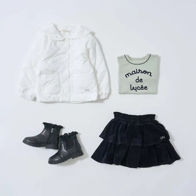 日本 Lycee mine - 可機洗 水手領絎縫鋪棉外套(領可拆)-藍