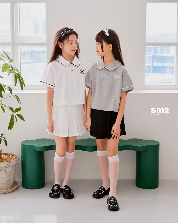 韓國 sm2 - 大女孩風格百褶短裙-白