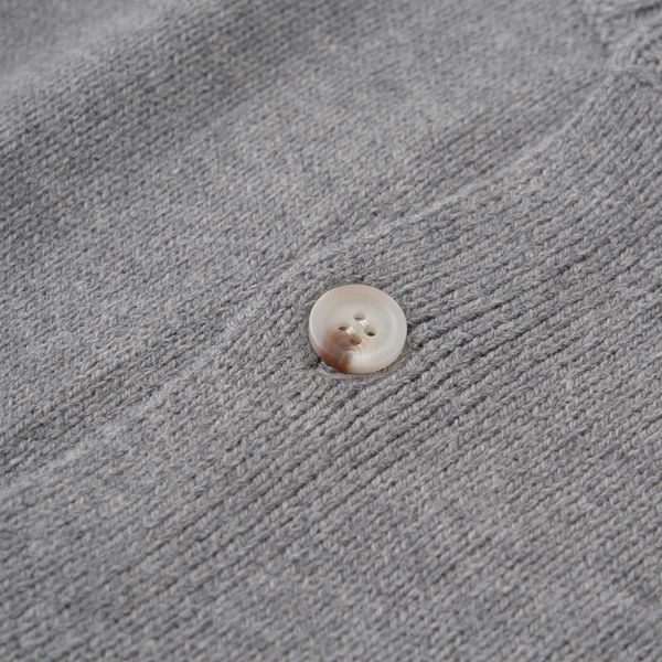 日本 b-ROOM - 字母刺繡針織開襟衫(可機洗)-灰