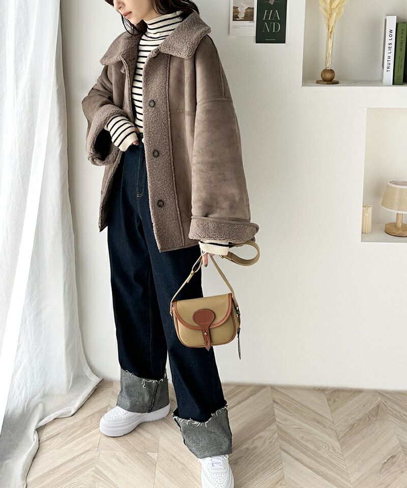 日本 Classical Elf - 麂皮絨毛雙面穿立領保暖外套-摩卡