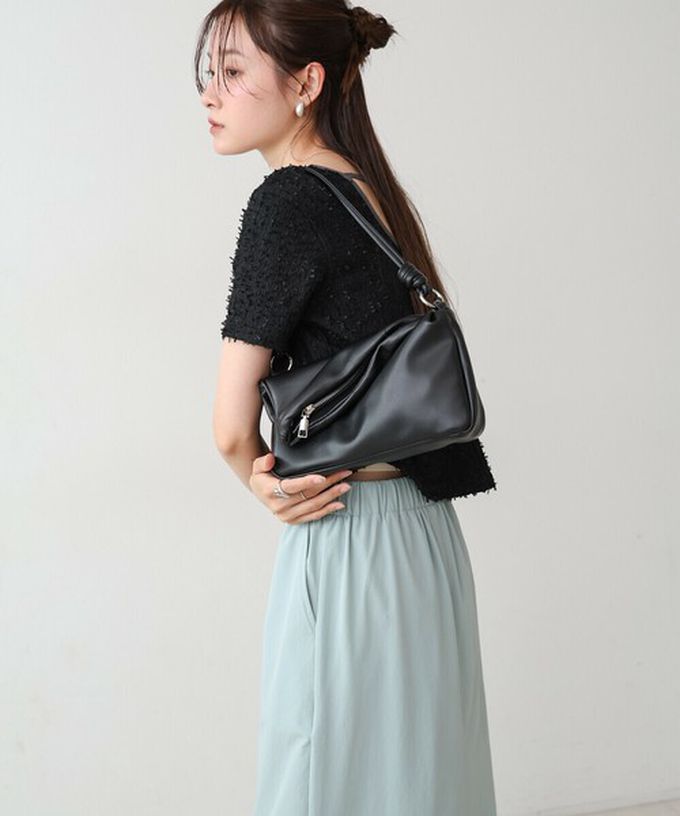 日本 Bab - 2way軟質拉鍊造型手提/側背包-經典黑