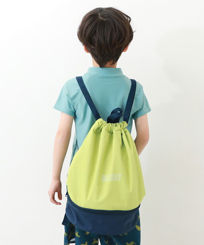 日本 devirock - 雙色設計防水分層便利游泳背包/水桶包-灰x黑 (43.5x34x16.5cm)