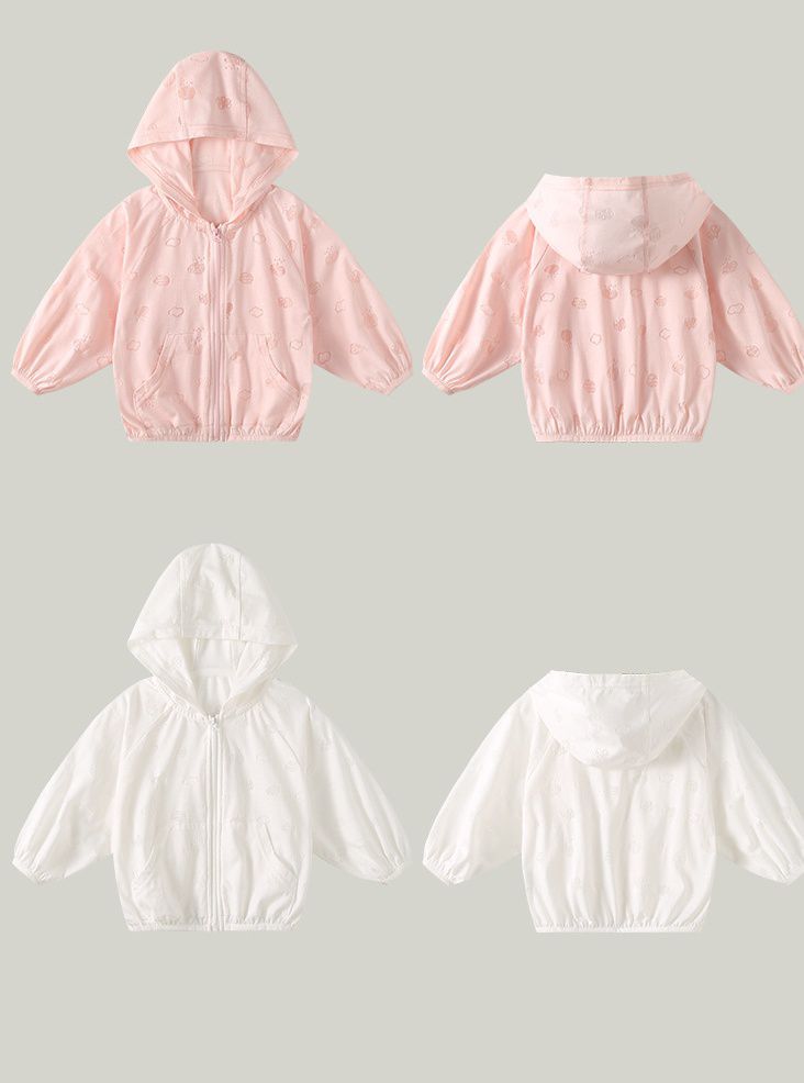 輕薄防風連帽外套-雲朵-粉色