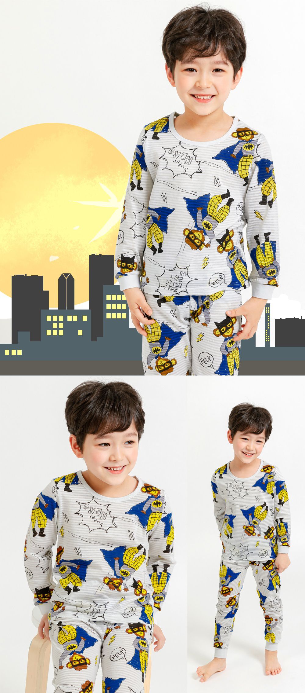 韓國 Mellisse - 韓製輕薄透氣9分袖家居服(無螢光棉)-猴子超人