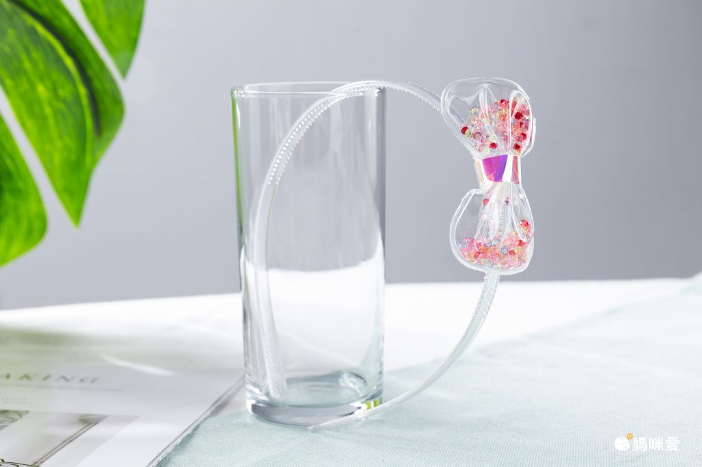 流沙感蝴蝶結透明髮箍-橘色