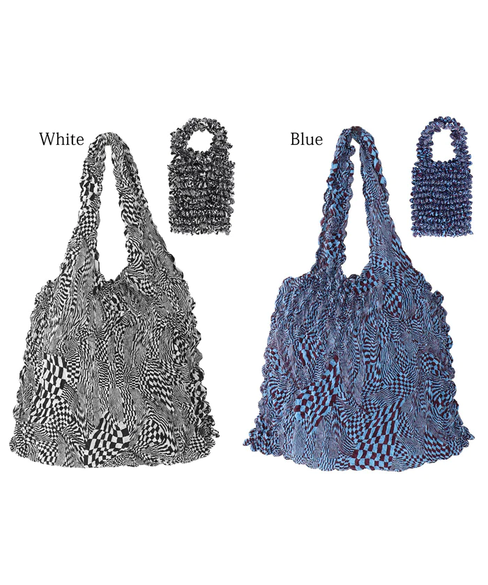 日本 COCA - 泡泡皺褶伸縮容量環保袋-手提/肩背款-暗夜海洋