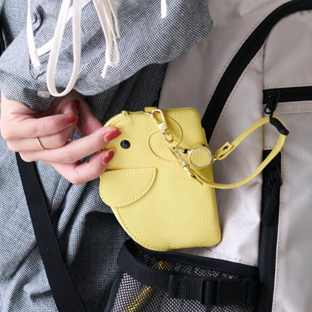 童趣大象附拉繩零錢/鑰匙包-黃