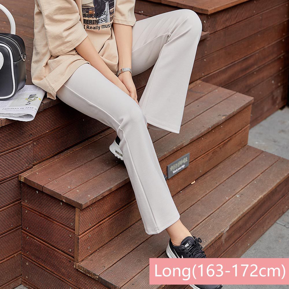 韓國女裝連線 - 高腰包覆舒適彈力美腿褲-Long(163-172cm適穿)-象牙白