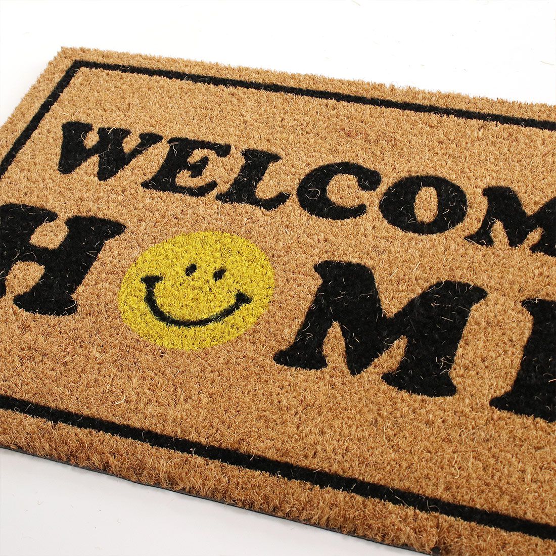 日本 TOMO - 椰子纖維室外腳踏墊/地墊-花花笑臉 (約60×40cm)