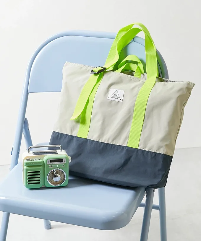 日本 devirock - 撞色輕量大方肩背上學提袋(背帶可調)-寶藍x海軍藍 (33x42cm)