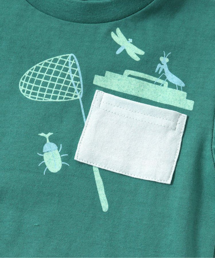 日本 apres les cours - 童趣印花口袋短袖上衣-昆蟲-草綠