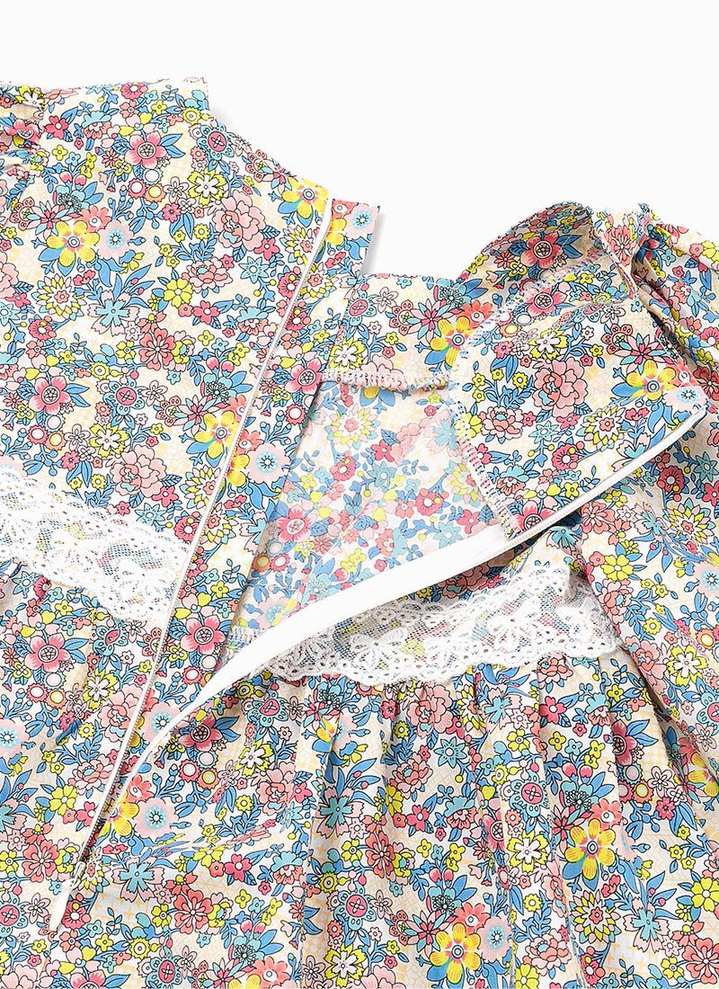 韓國 OZKIZ - 蕾絲裝飾彩色花園長袖洋裝