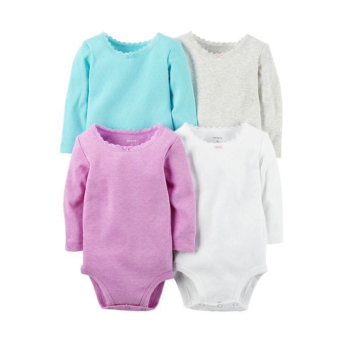 美國 Carter's - 嬰幼兒長袖包屁衣四件組-基本四色1