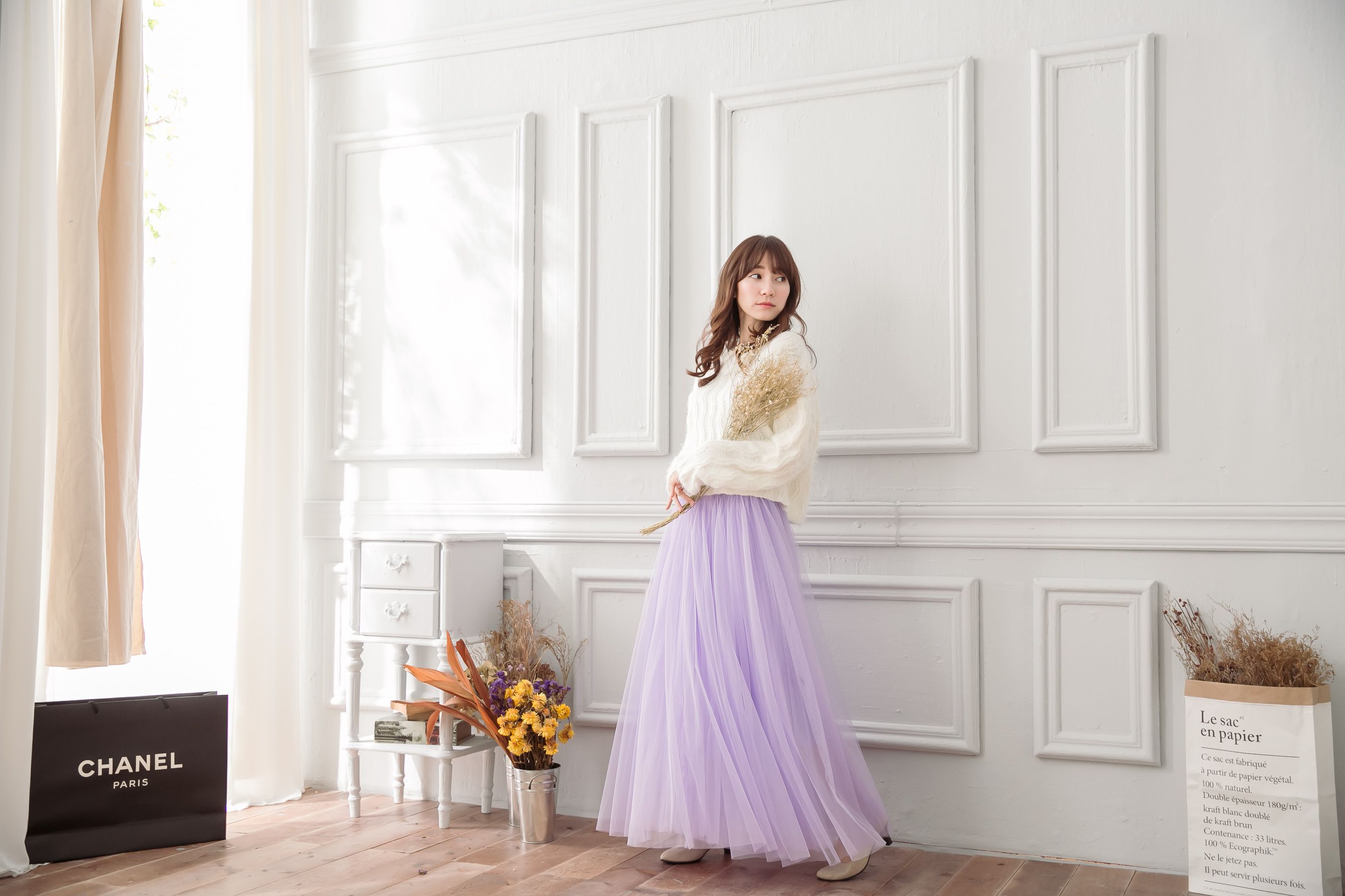 Peachy - 獨家訂製綿柔法式浪漫三層蓬紗裙-三層蓬版-薰衣草紫 (F)