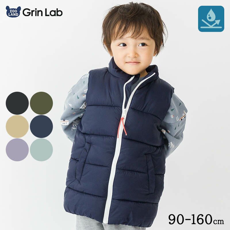 日本 ZOOLAND - 潑水加工 素面百搭鋪棉保暖背心-軍綠