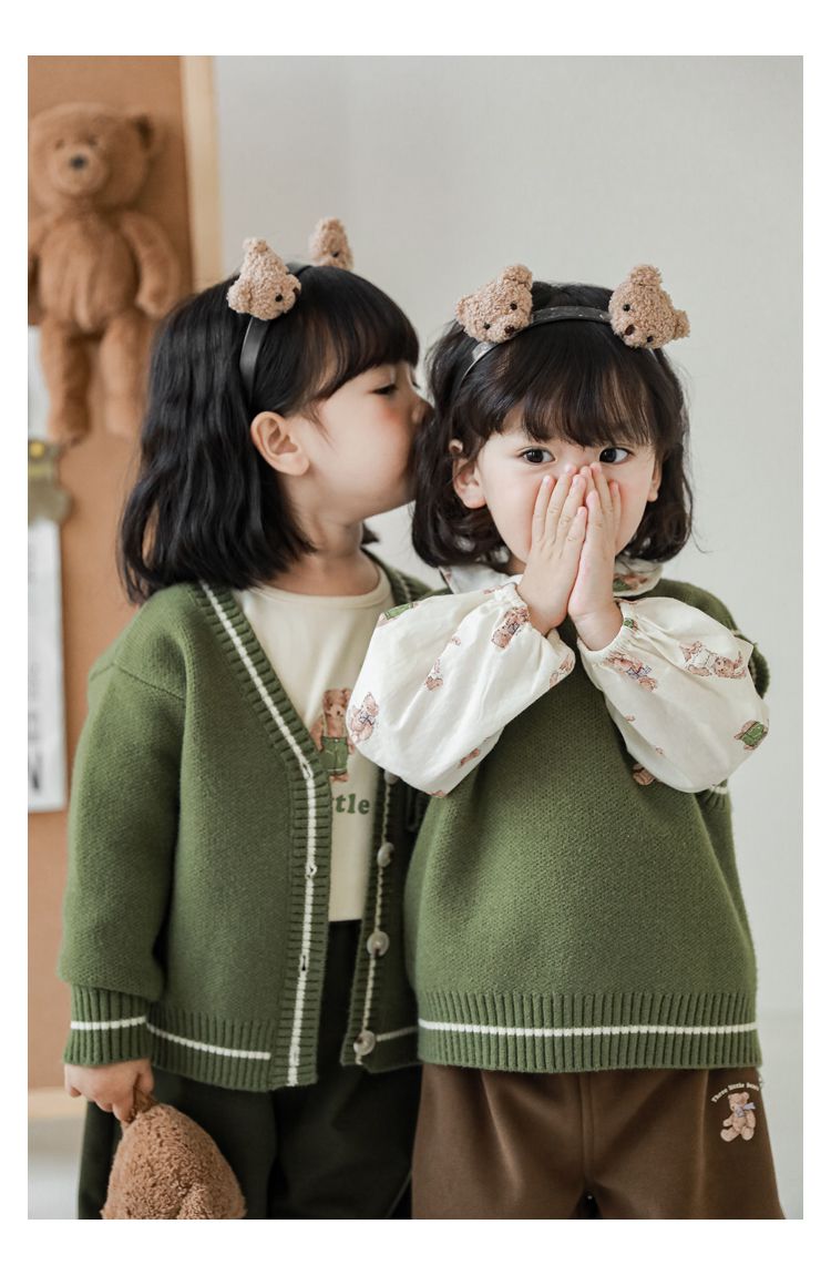 腰鬆緊五分百搭寬褲-熊熊-綠色