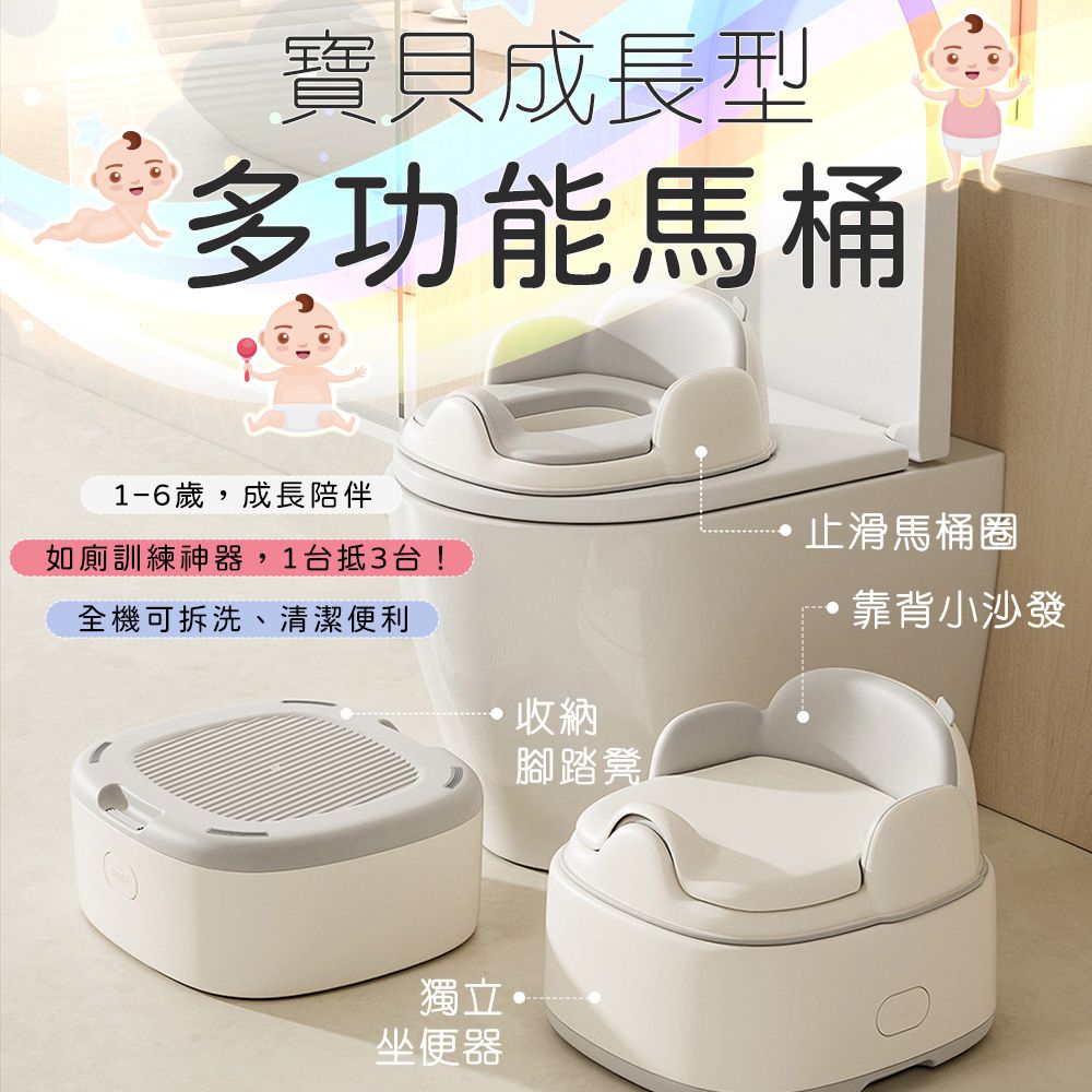 寶貝多功能馬桶-灰色 (F)