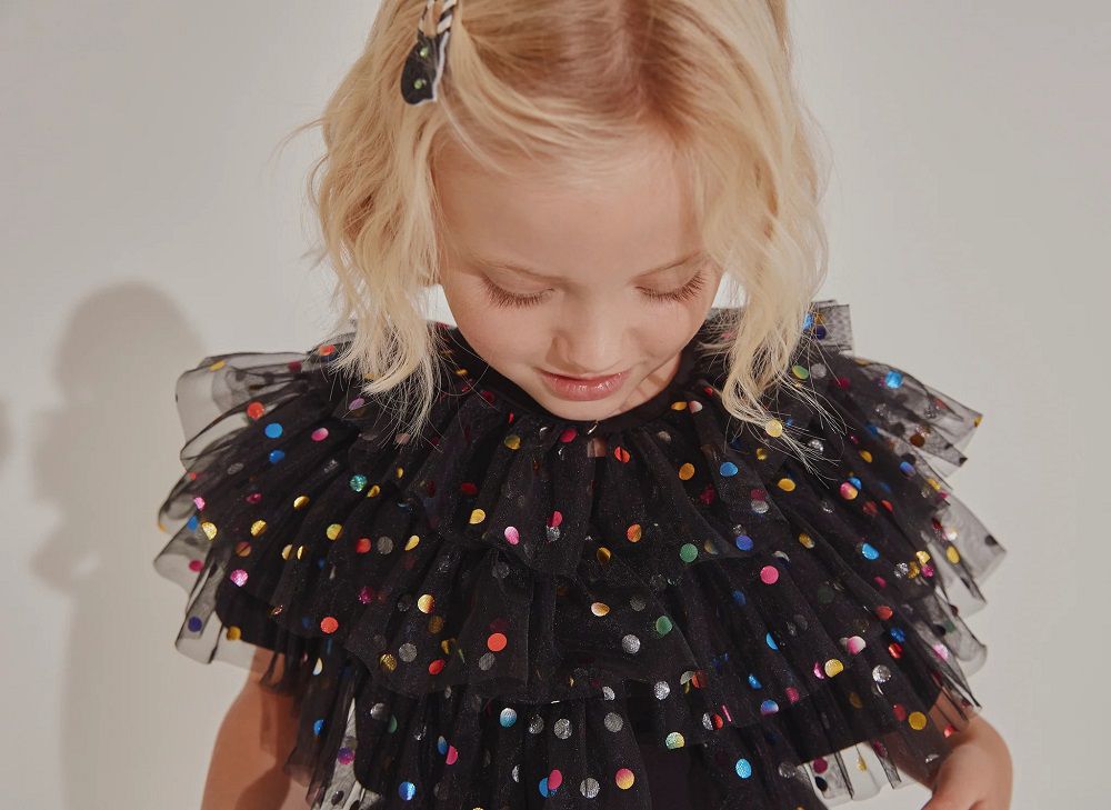 暗夜黑彩色亮點芭蕾披肩-黑色 (F (3-8Y))