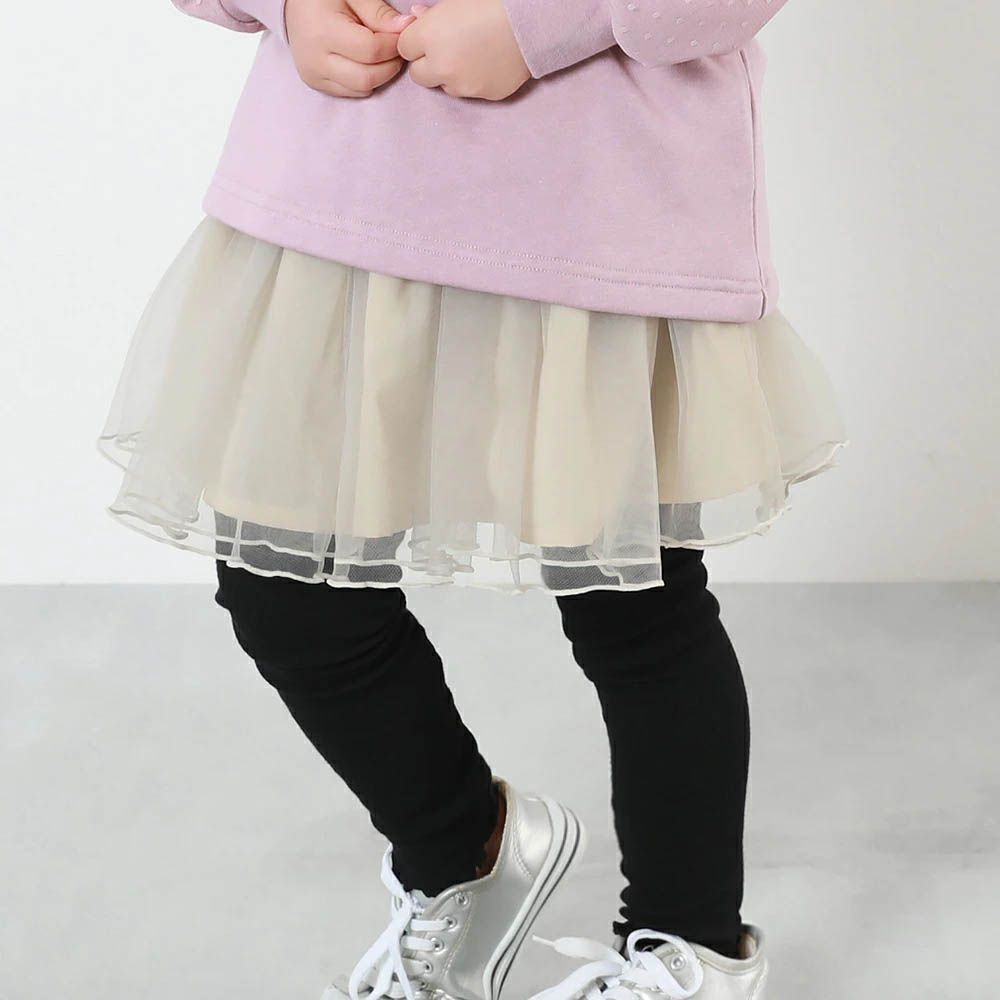 高級夢幻薄紗層次內搭褲裙-米白