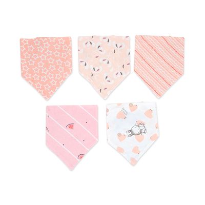 JoyNa - 5條入 嬰兒三角巾 純棉雙層按扣防水圍兜-波西米亞 (均碼)
